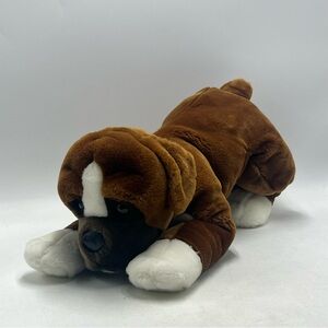 Toys R Us Animal Alley Boxer Dog Puppy Plush Brown White Stuffed Animal 19" VTG